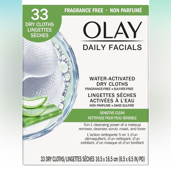 OLAY Daily Facials Water-Activated Cloths - Sensitive Clean - Picture 1 of 2